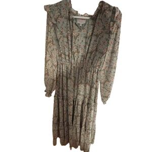 Hayden Los Angeles Floral Tiered Ruffle Midi Dress - Light Sage Green